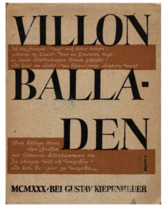 Francois Villon. Balladen. Mit einem Sonett von Bertolt Brecht